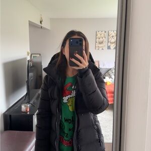 Women's Black Puffer Jacket Mid Length